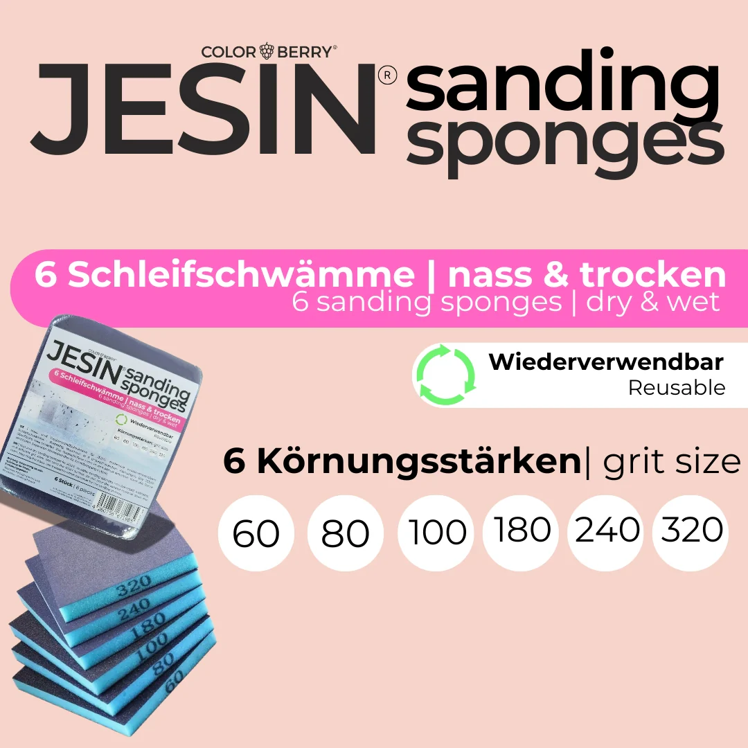 Spugne abrasive JESIN – Set da 6 per levigatura a umido e a secco