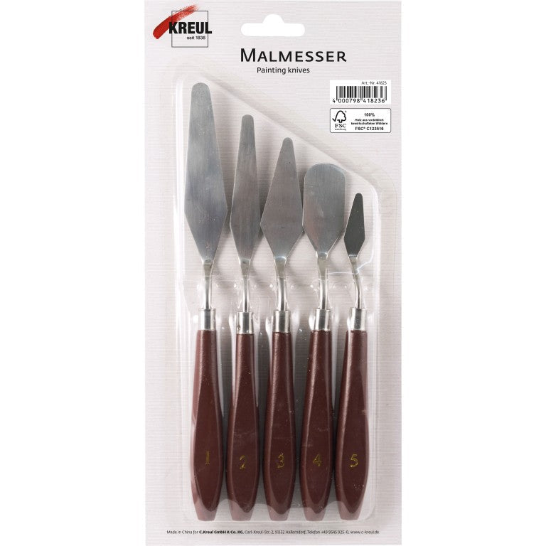Set Cuțite pentru Pictură Kreul – 5 Bucăți, pentru Ulei, Acrilic și Tehnici Mixte