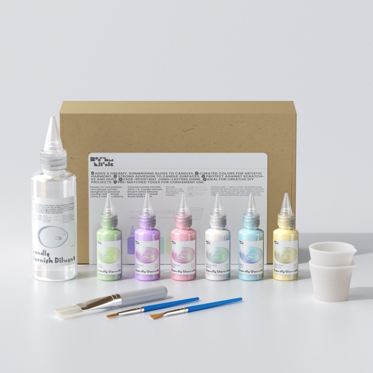 Set Lac Colorat Lucios pentru Lumânări, 6 Culori Pastel