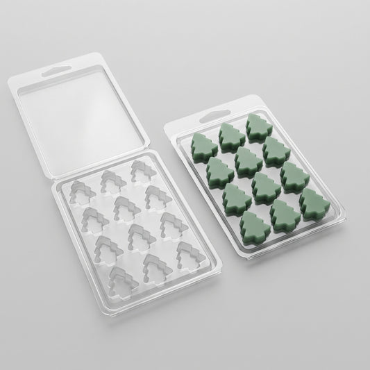 Matriță clam shell 12 brăduți pentru wax melts, vedere de ansamblu