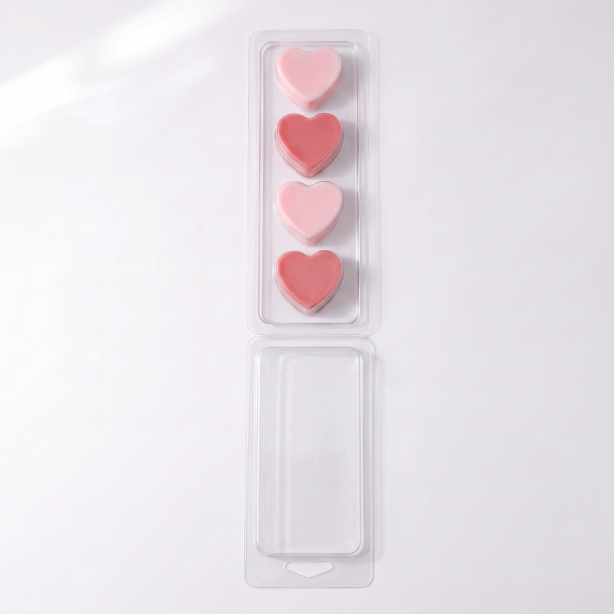 Matriță clam shell 4 inimi pentru wax melts, vedere de ansamblu