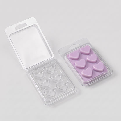 Matriță clam shell 6 inimi pentru wax melts, vedere de ansamblu