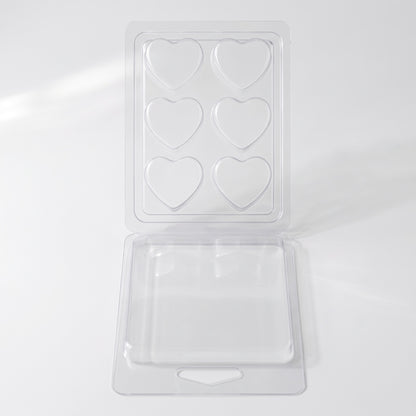 Detaliu matriță clam shell 6 inimi pentru wax melts